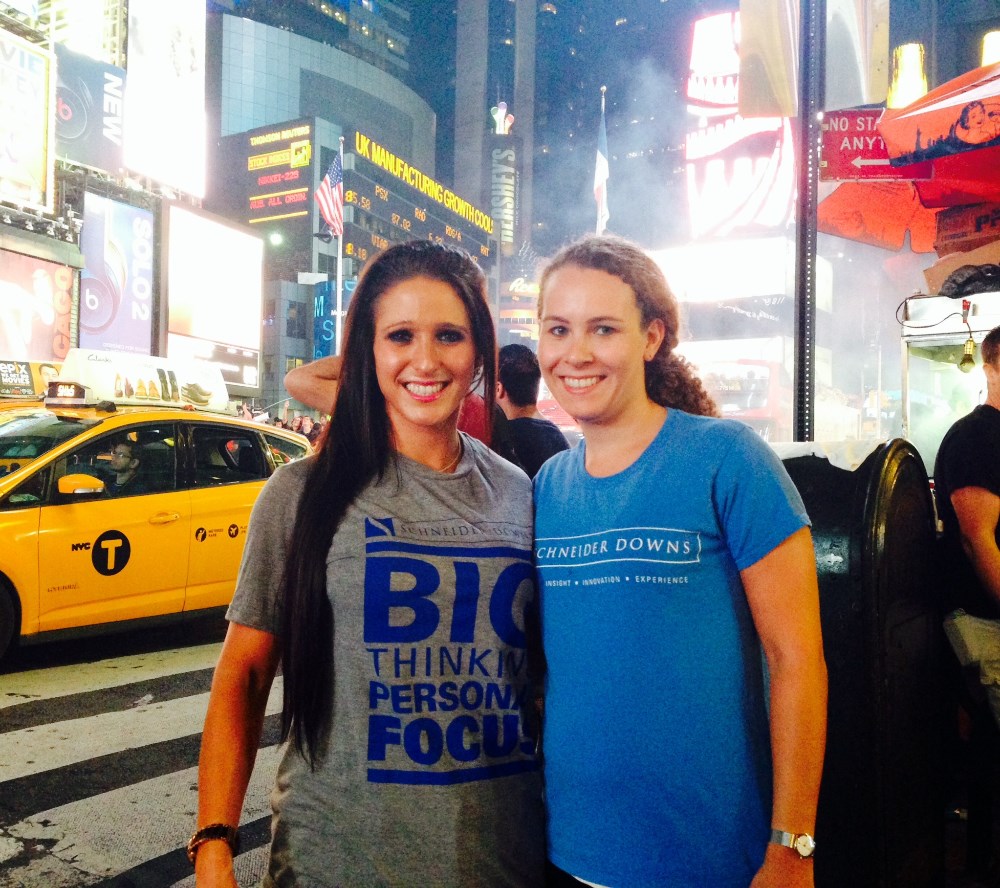 Jennifer Antoon and previous PrimeGlobal Employee Exchange Program participant, Katharina Lange in Times Square, NY