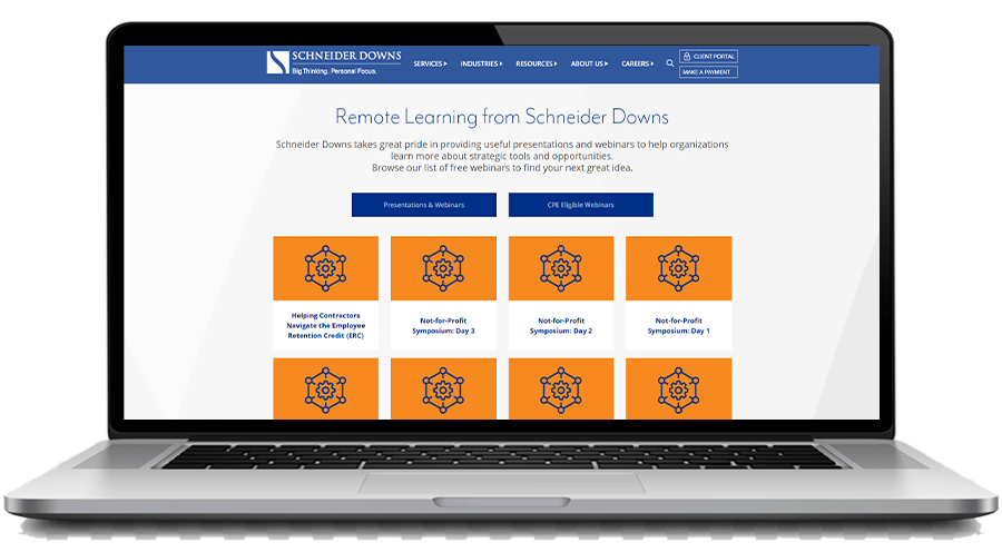 Remote Learning from Schneider Downs Landing page image